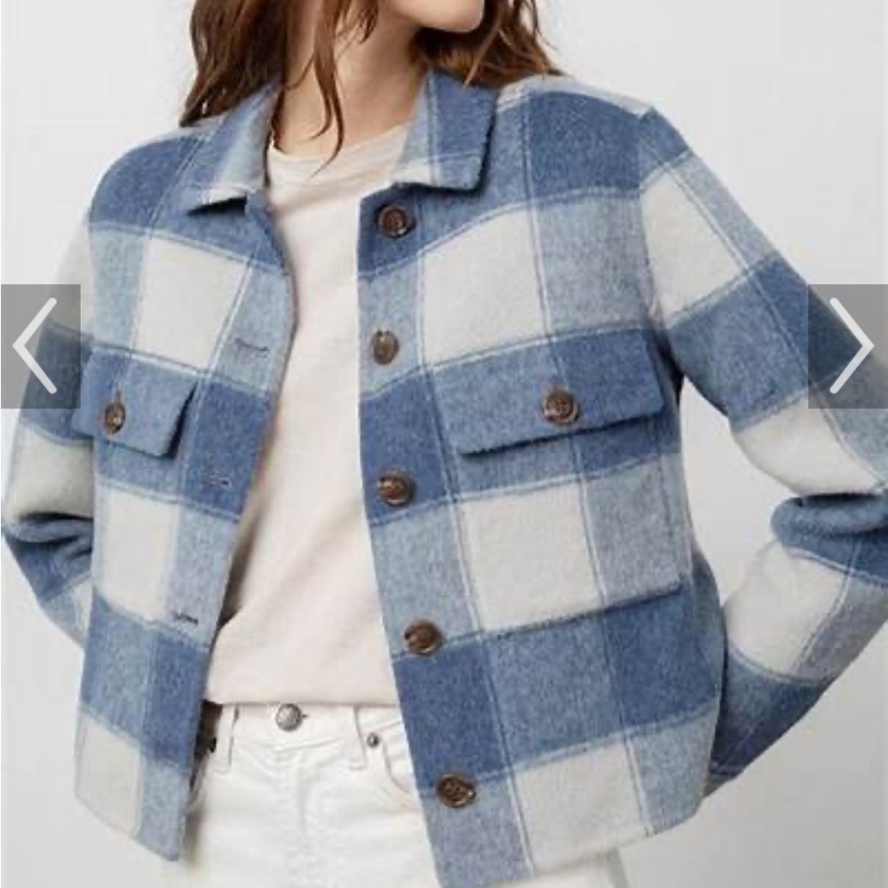 Rails Steffi Blue Check Wool blend Jacket NWT